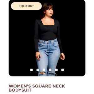 NUUDS WOMEN'S SQUARE NECK BODYSUIT BLACK LARGE